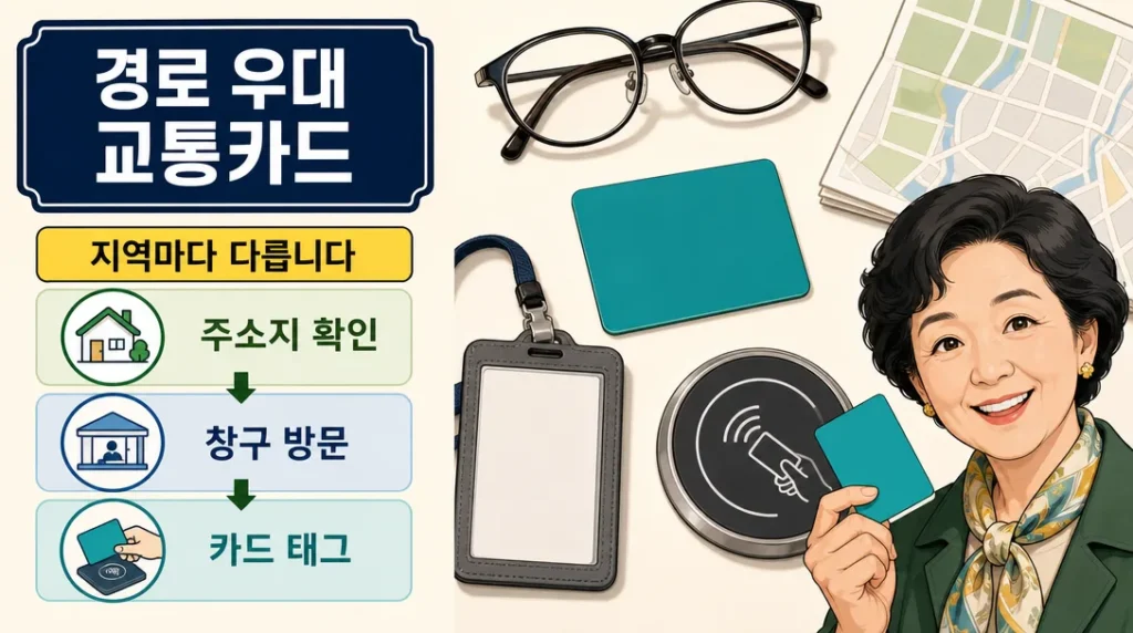 경로 우대 교통카드 발급 준비물과 신청 흐름을 정리한 안내 이미지